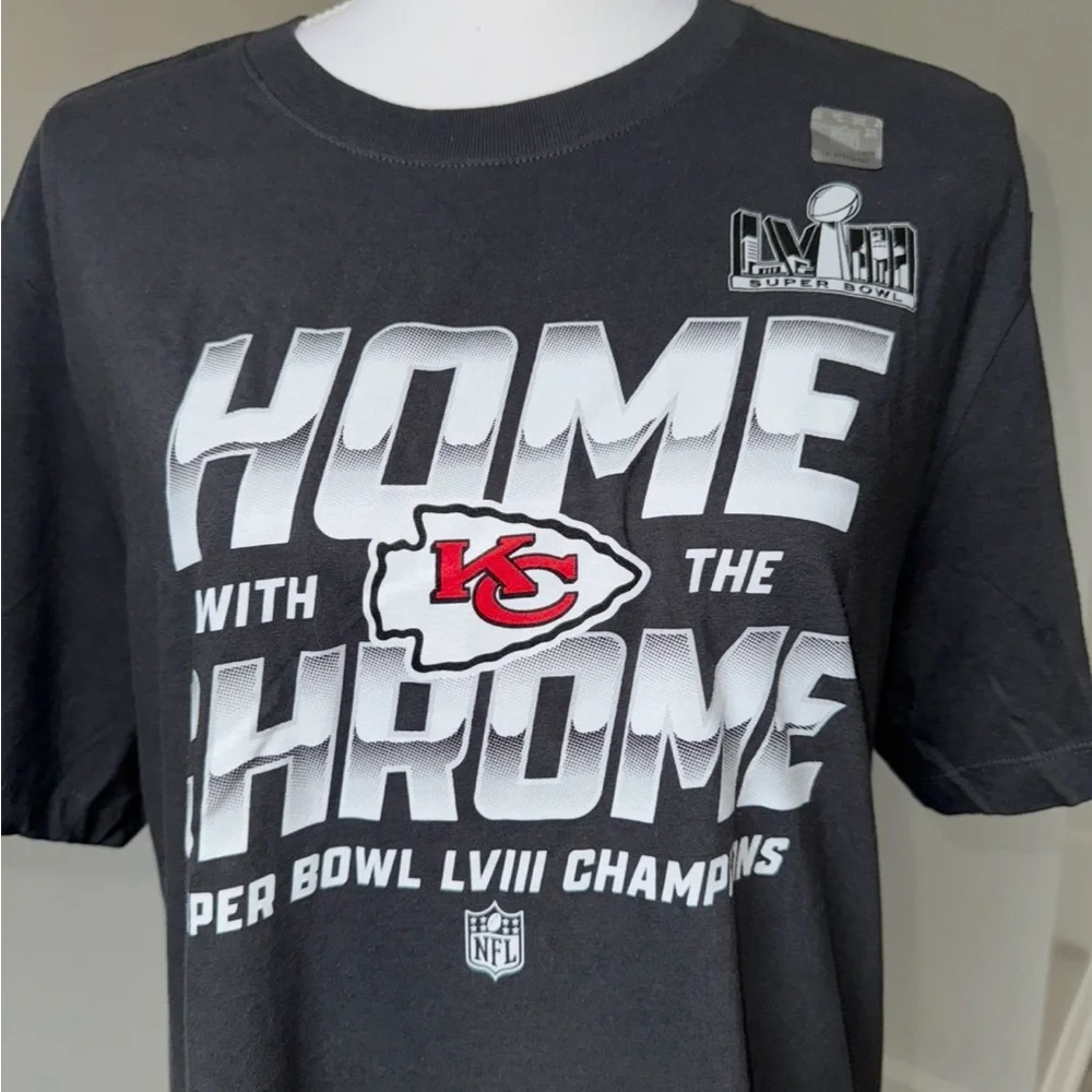 Nike Kansas City Chiefs Super Bowl LVIII Champs Tee Shirt M NFL Gray‎